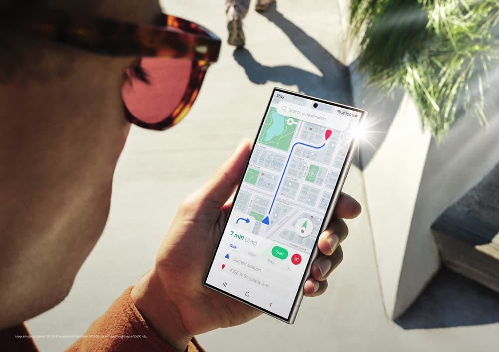 Samsung Galaxy S24 Ultra being used outdoors