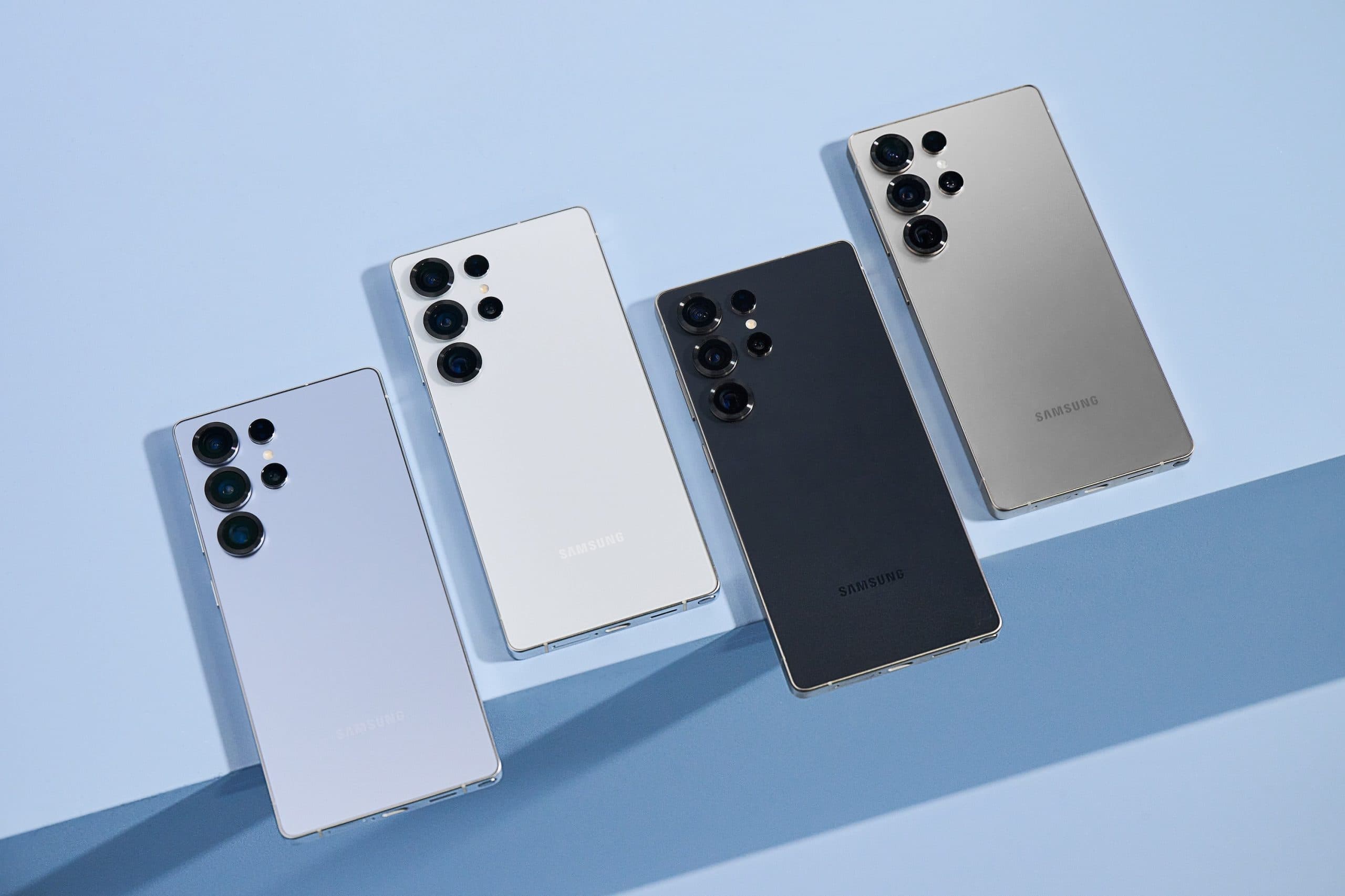 Samsung Galaxy S25 Ultra shown in four colors