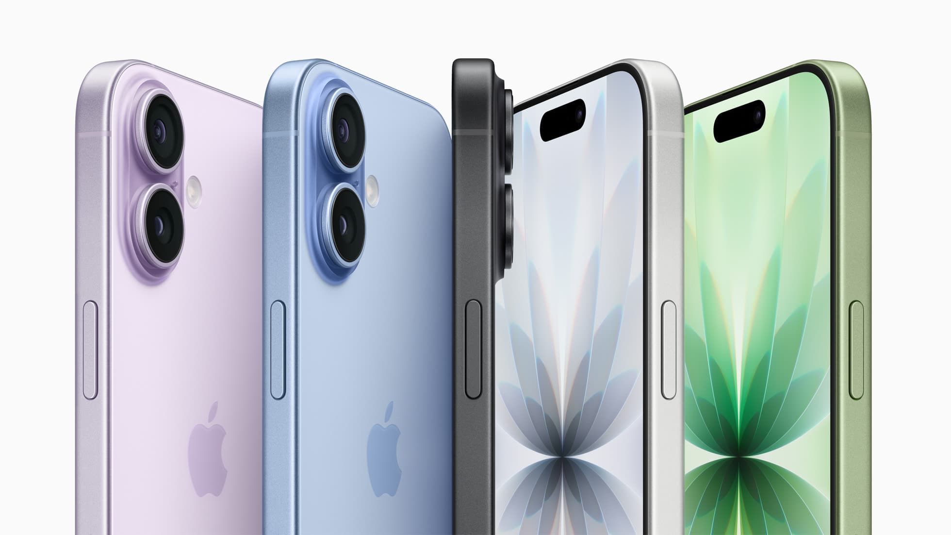 Apple iPhone 17 shown in its five finishes